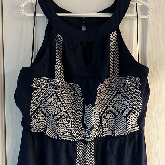Navy blue embroidered long dress - Picture 2 of 3